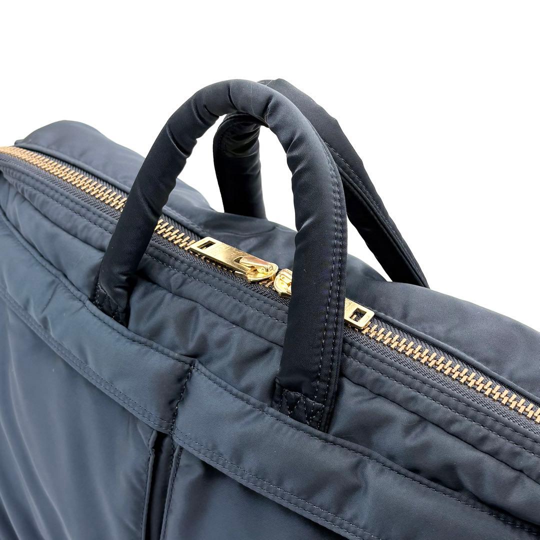 【極美品】ポーター タンカー 2way ブリーフケース ナイロン アイアンブルー