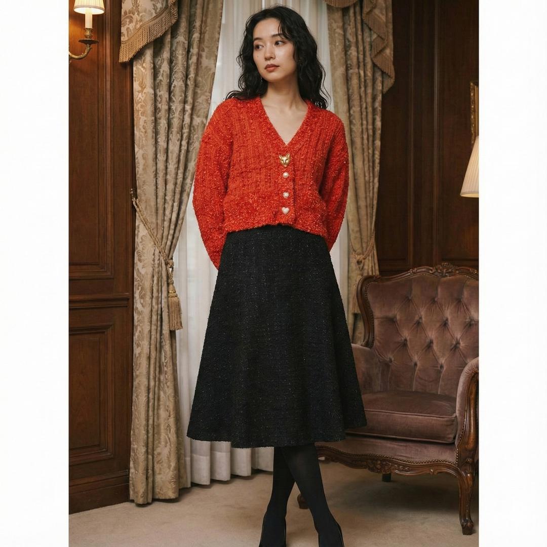 【未使用級】2025SS 美品 furfur フィリーチョコレート猫カーディガン