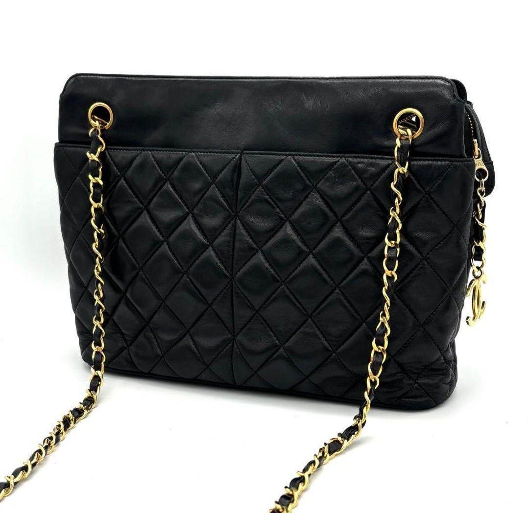 CHANEL シャネル マトラッセ ラムスキン チェーントート ココマーク 黒