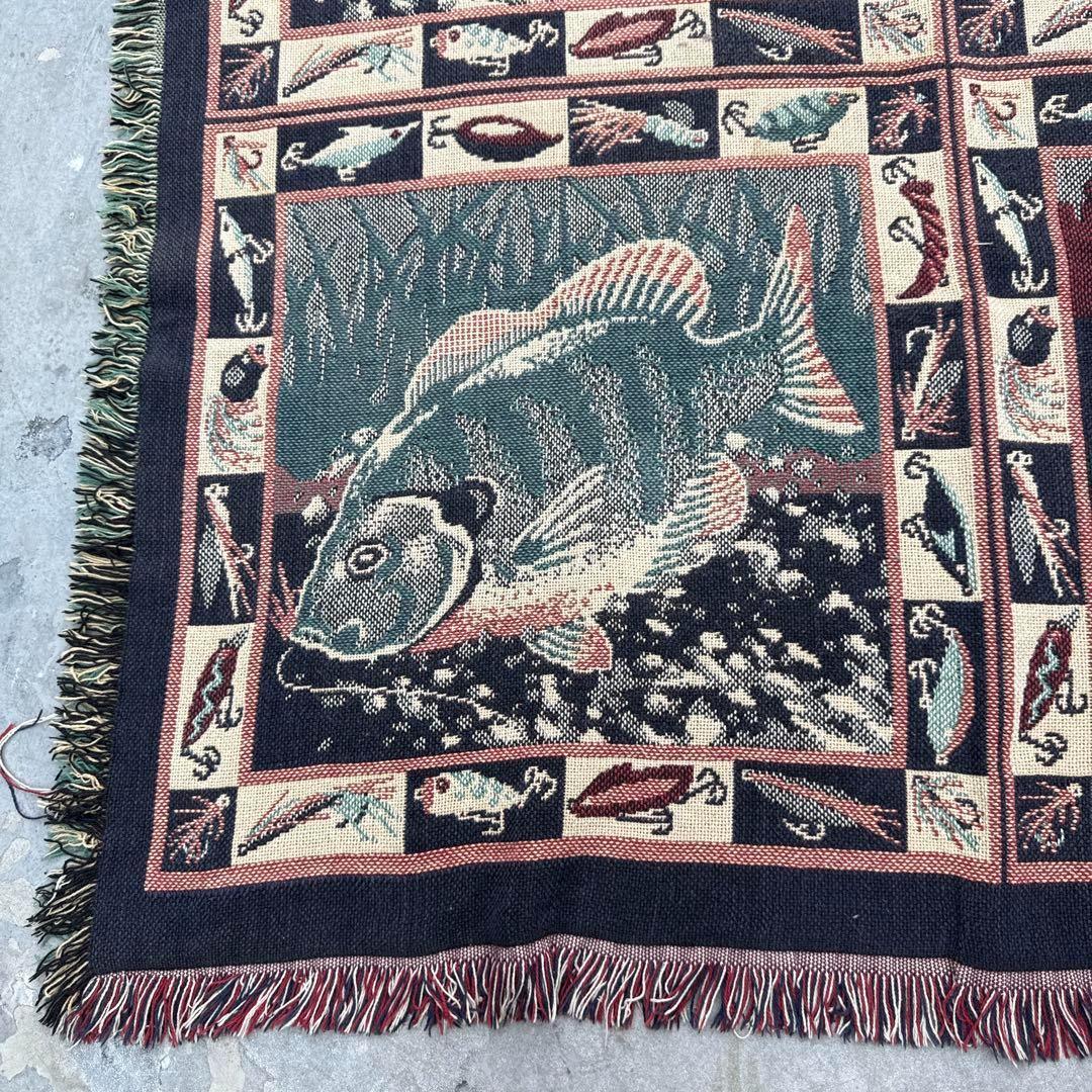 釣り　魚　マルチカバー　ソファーカバー　ヴィンテージラグ　178x120