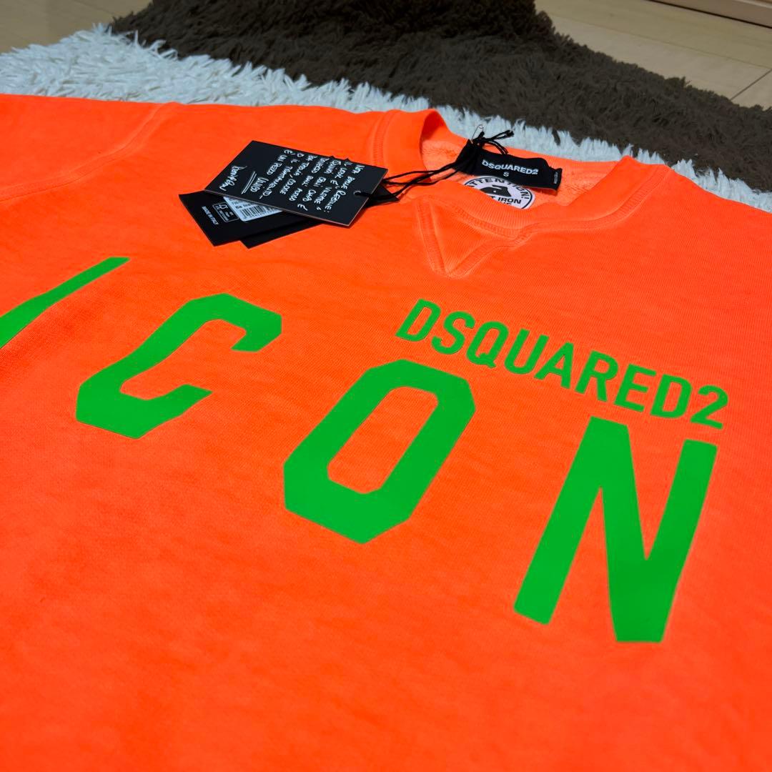 DSQUARED2 ICON ボックスロゴスウェット レアカラー 蛍光オレンジ