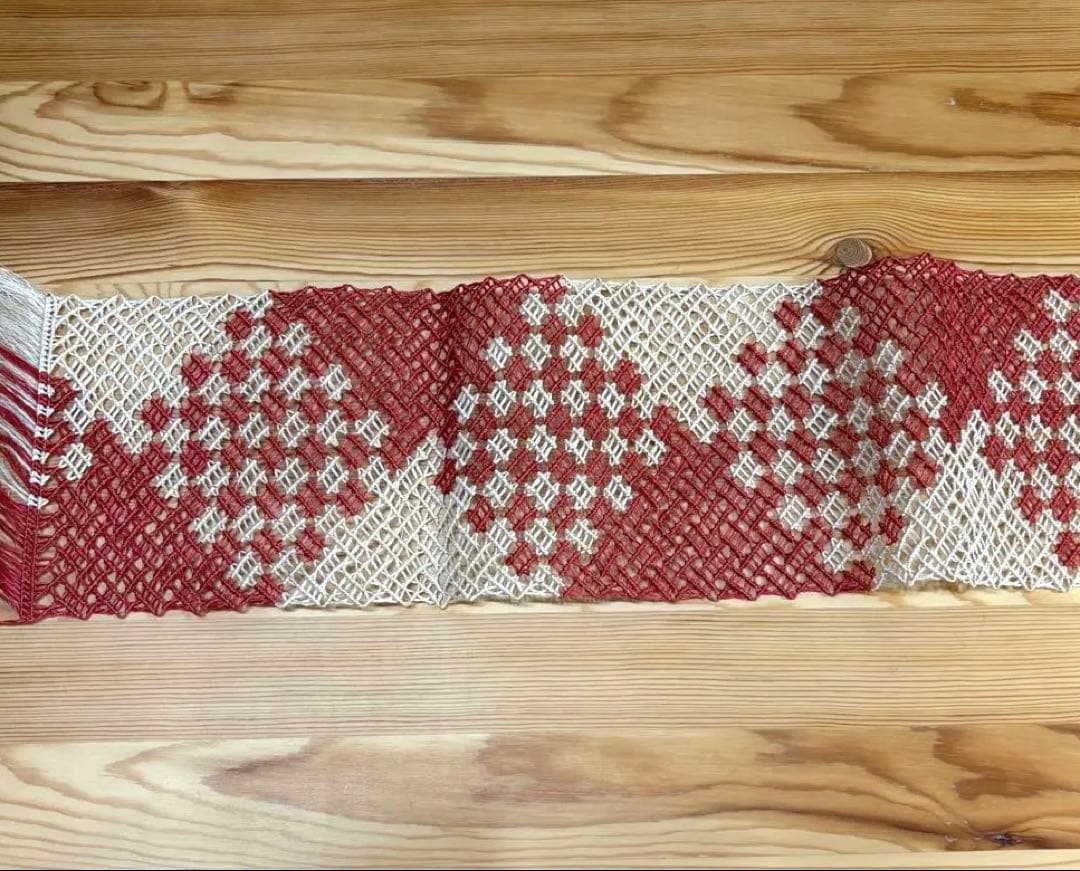 S*a様 誉田屋源兵衛 芭蕉　（紗綾形　格子　赤）半巾帯