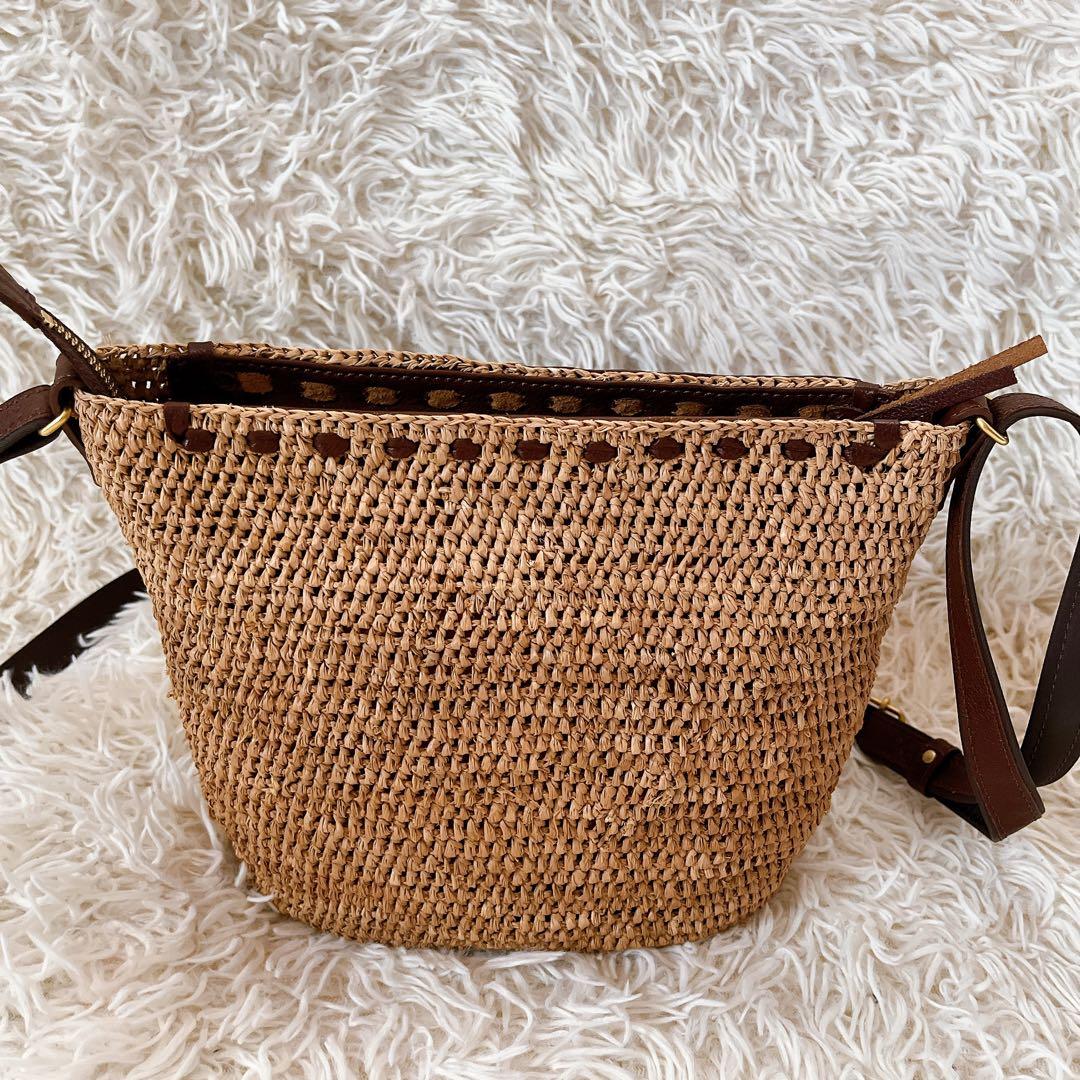 美品✨IBIZA イビサ ラフィア かごバッグ ショルダーバッグ ナチュラル