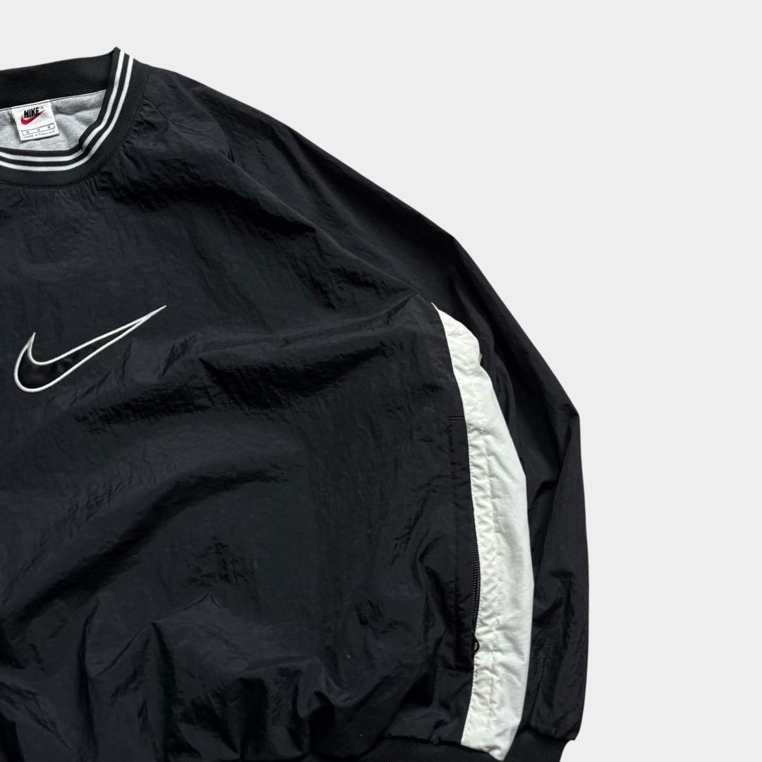 (美品)90s NIKE ナイキ 銀タグ ナイロンプルオーバー ジャケット 丸首