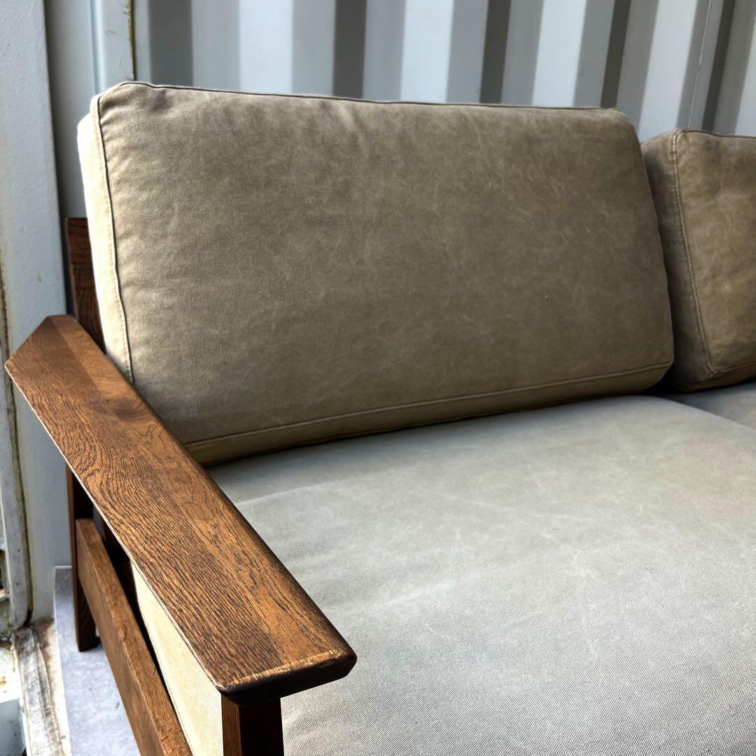 取付無料！関家具 オーカー 北欧風天然木カーキファブリック3人掛けソファ✨