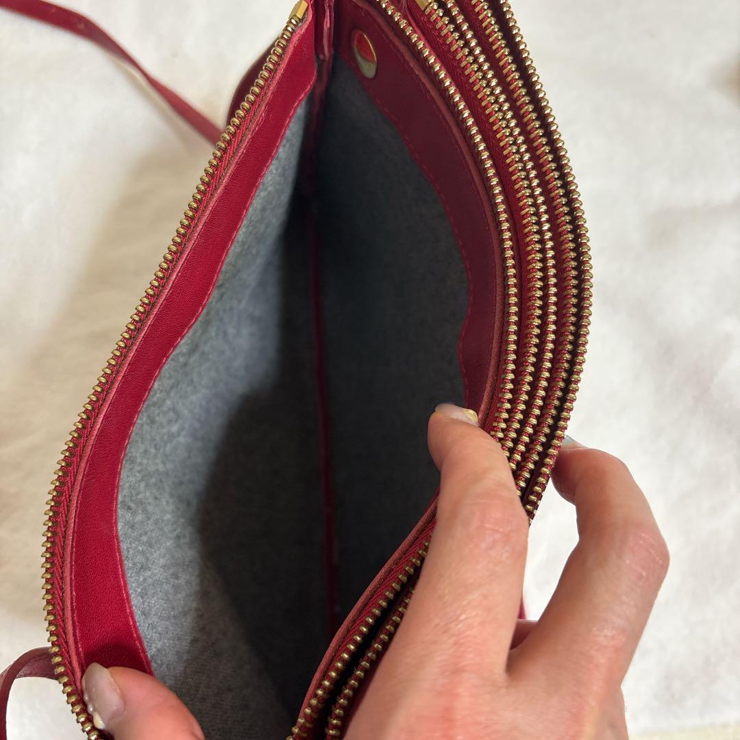 CELINE セリーヌ トリオ ラージ 赤 ショルダーバッグ 難あり