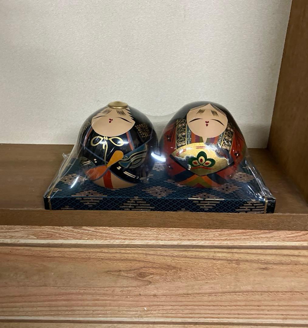 新品　大内人形　ひな人形　28号　木製漆 直径約8.4　雛人形　工芸品　金箔