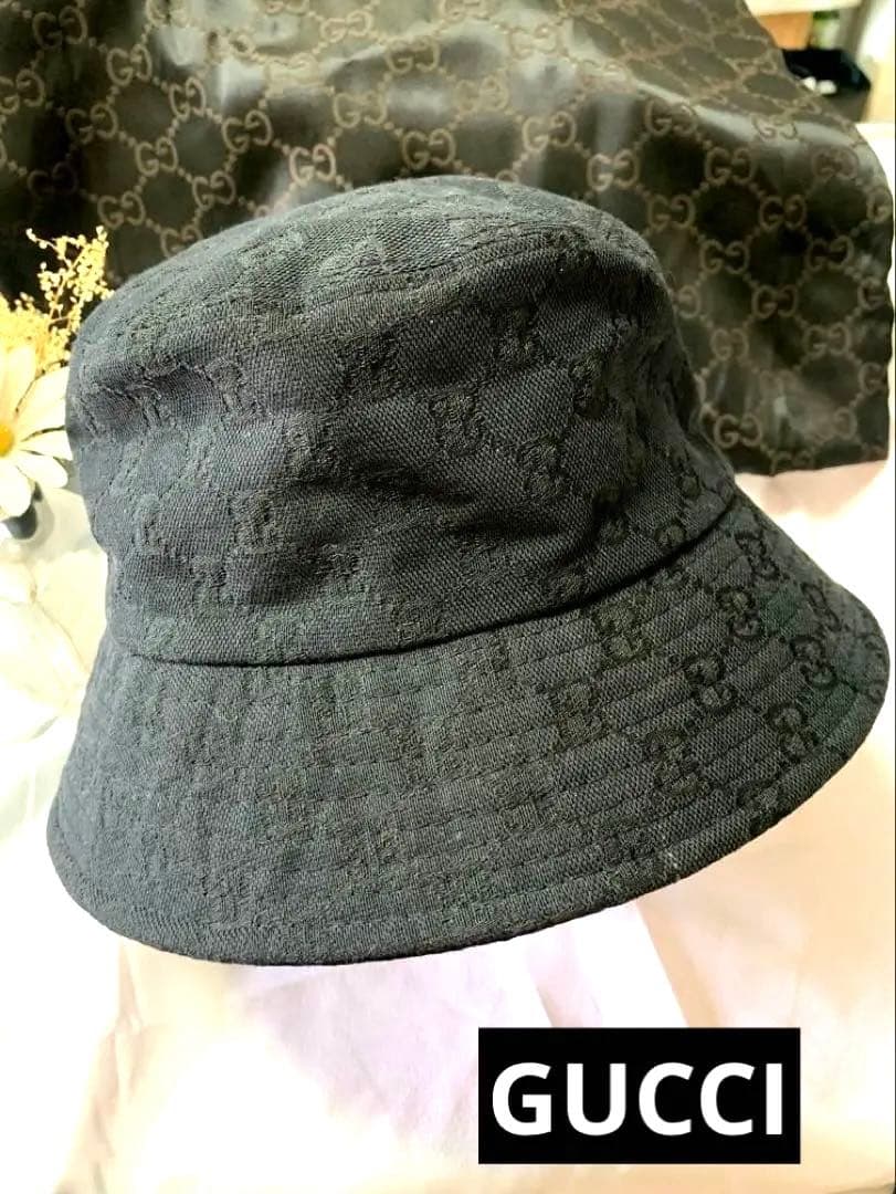 ✨GUCCIバケットハットBLACK sizeM✨ ✨サマー特価✨最終格安特価✨