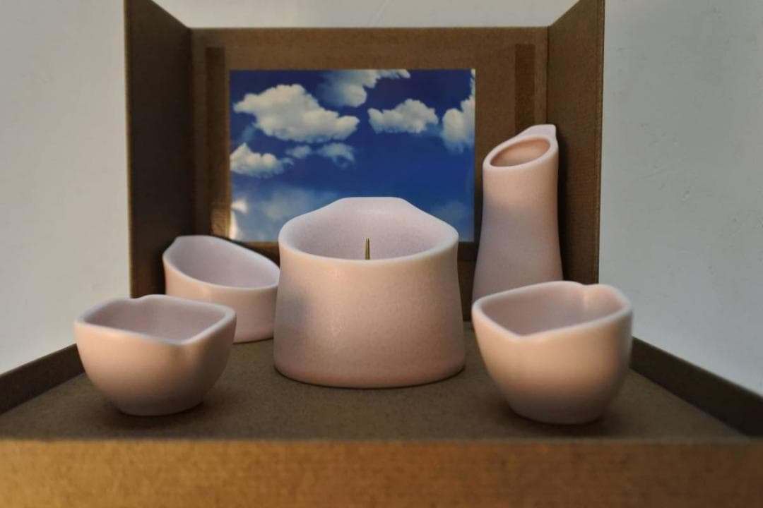 限定値下　【長期保管品】仏具5点セット　くらら　ピンクマット　仏壇　2968