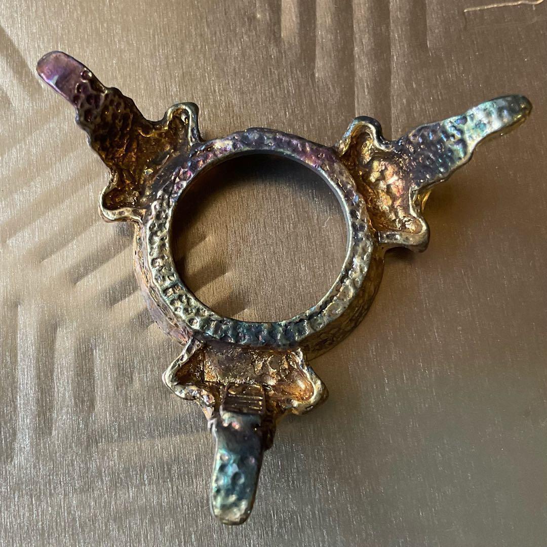 天然水晶玉アンティーク台座付き　32ｍｍ　シンプル　天然石クリスタル　袋付きＤ