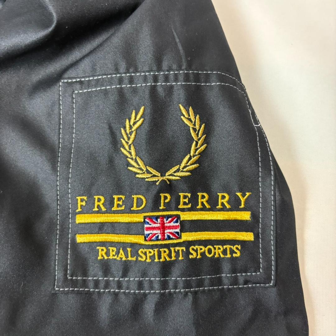 90s FRED PERRY フード付き コーチジャケット ナイロン 黒系 L