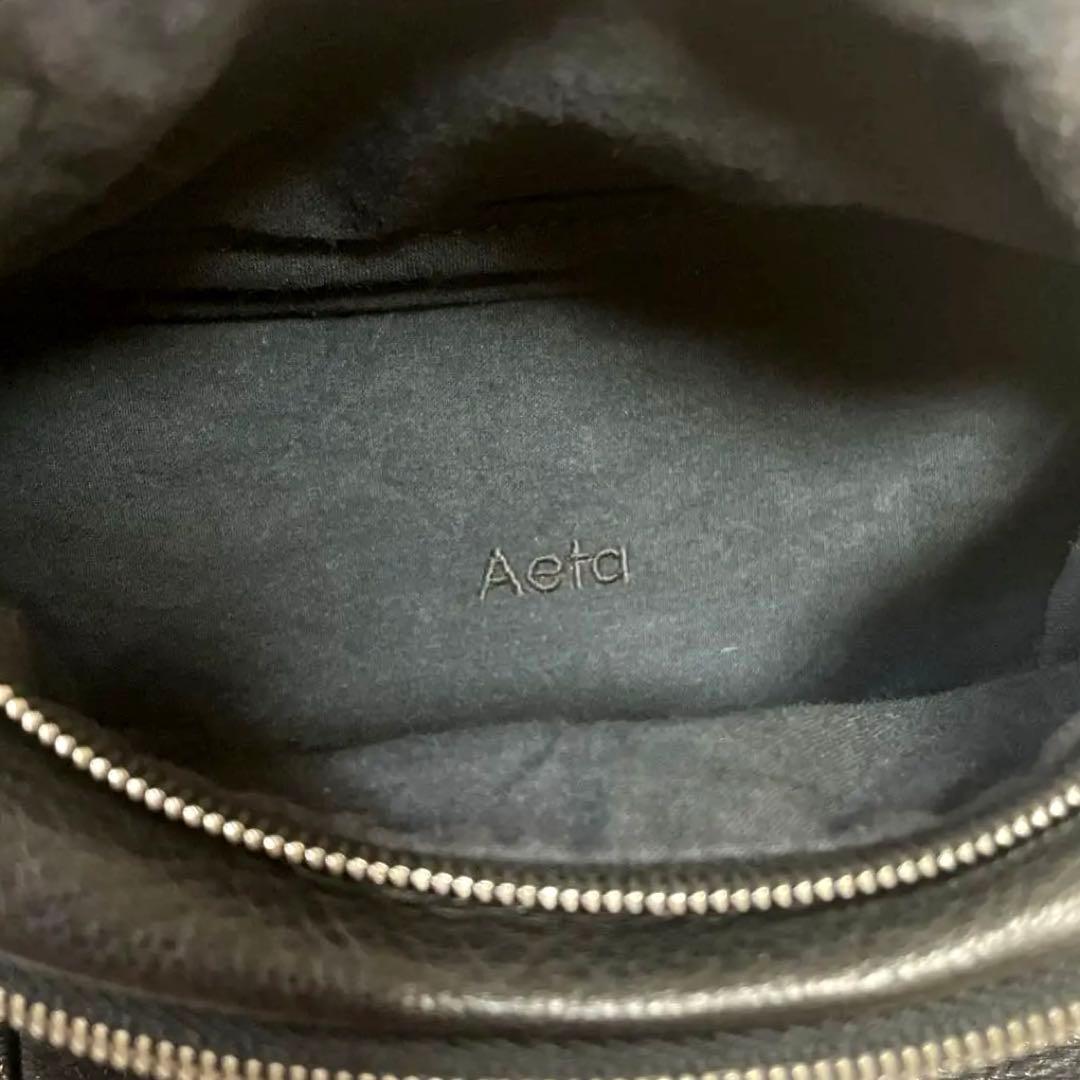 美品　aeta ウエストポーチ　インナーブラック　レザー　S
