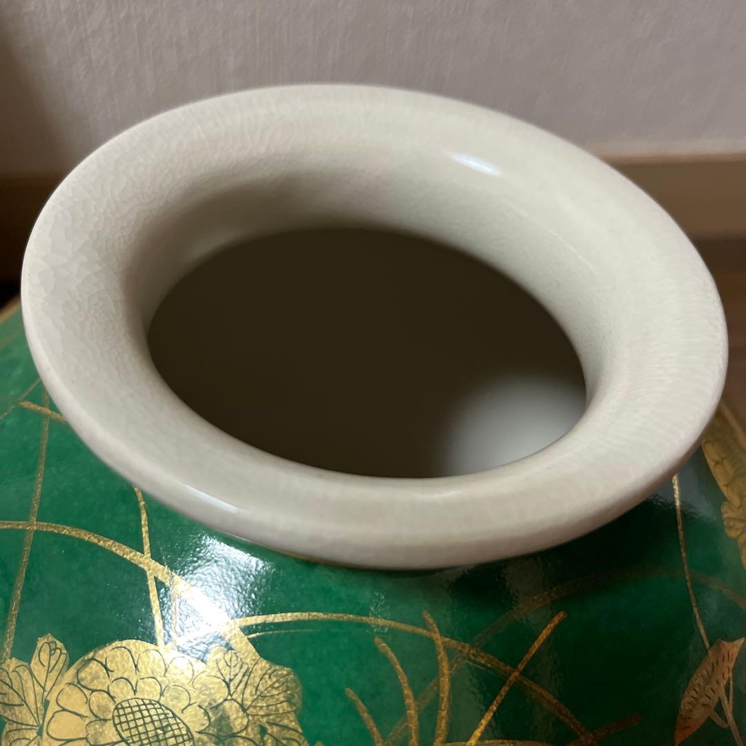 《美品》九谷焼 錦山 吉田美統 花器 花瓶