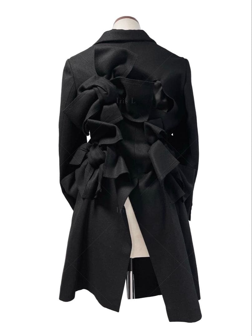 AD2013 コムデギャルソン 立体リボン装飾 ウール ロングコート