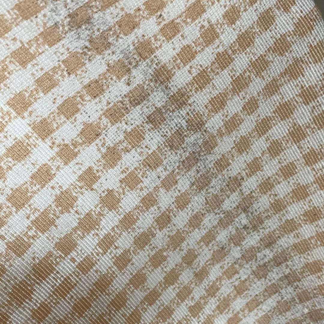 テディベア 薄いオレンジ ギンガムチェック柄 カーテン レースカーテン 2枚組み