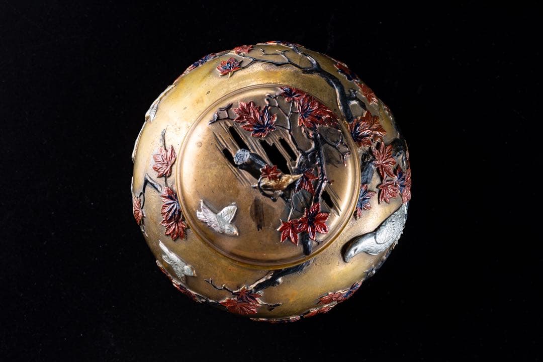 香炉 宮部篤良 大日本京都住 一光堂 花押 象嵌細工 明治期 時代物 古美術