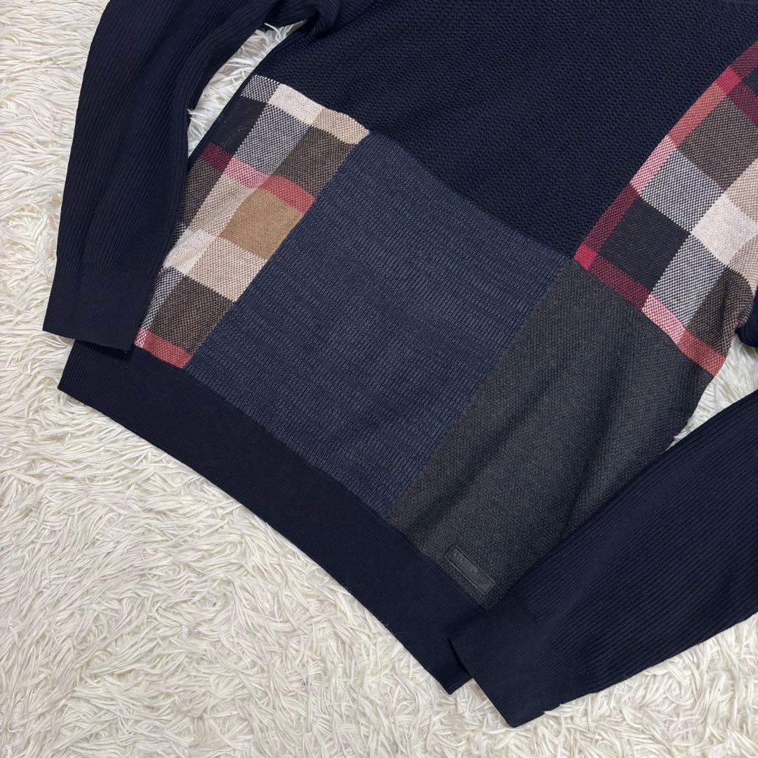 ✨️極美品 ブラックレーベルクレストブリッジ チェック パッチワーク ニット M