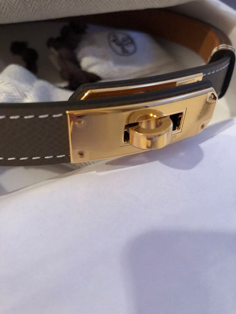 新品　エルメス　ケリーベルト　エトゥープ　ゴールド金具