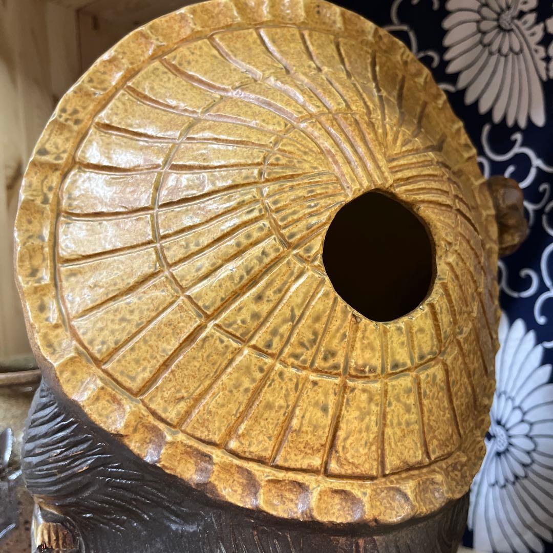 ★陶器製 たぬき 狸 ひねり狸 置物 縁起物 風水★11号