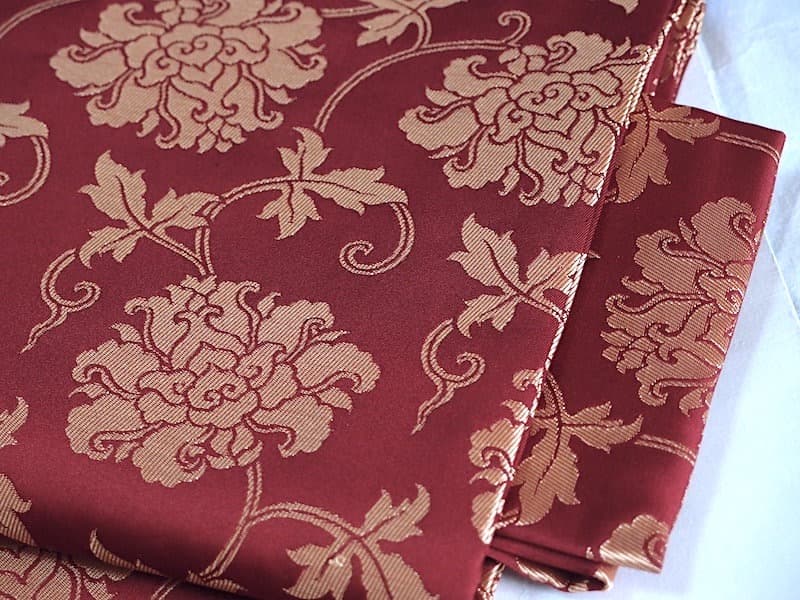 織りの九寸名古屋帯（牡丹唐草文）正絹美品