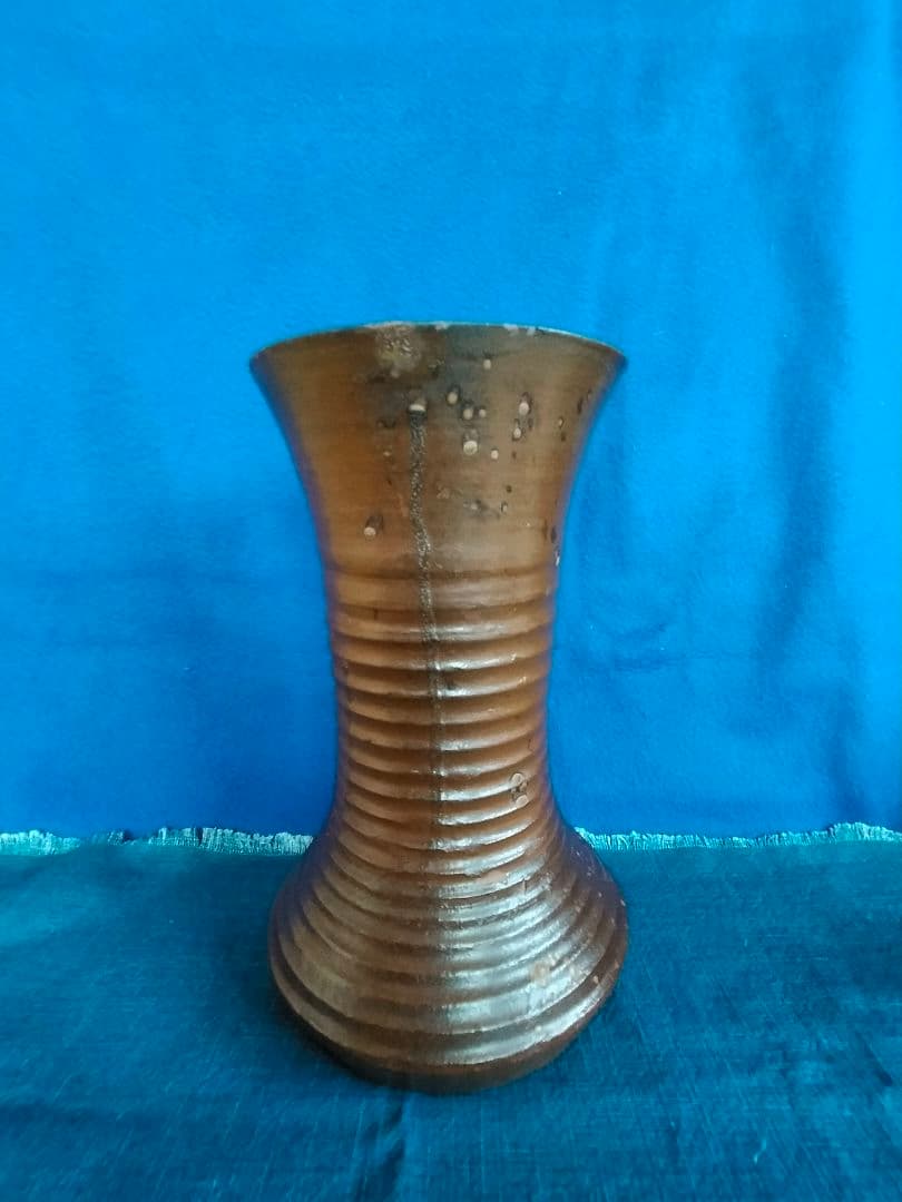 【珍品】古備前　飛胡麻轆轤(ろくろ)目花生( 桂 又三郎鑑定)