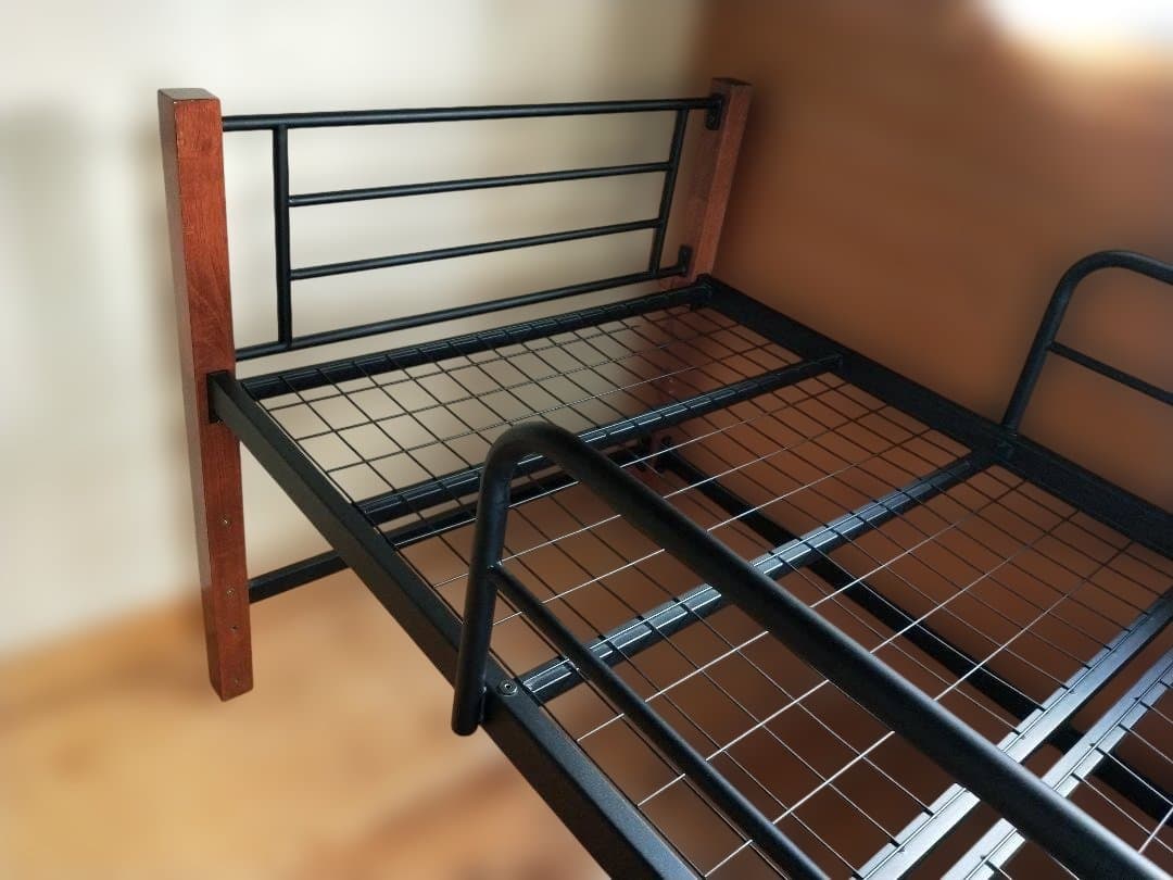 天然木脚ジョイントベッド ミドル ブラック×ブラウン 組み立て式　収納可能