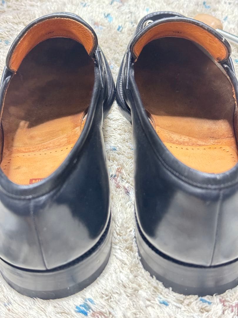 スコッチグレイン　黒レザー ローファー シューツリー付き