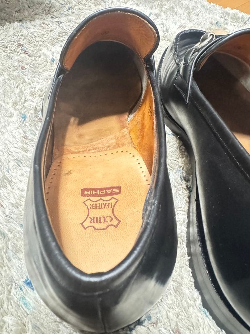 スコッチグレイン　黒レザー ローファー シューツリー付き