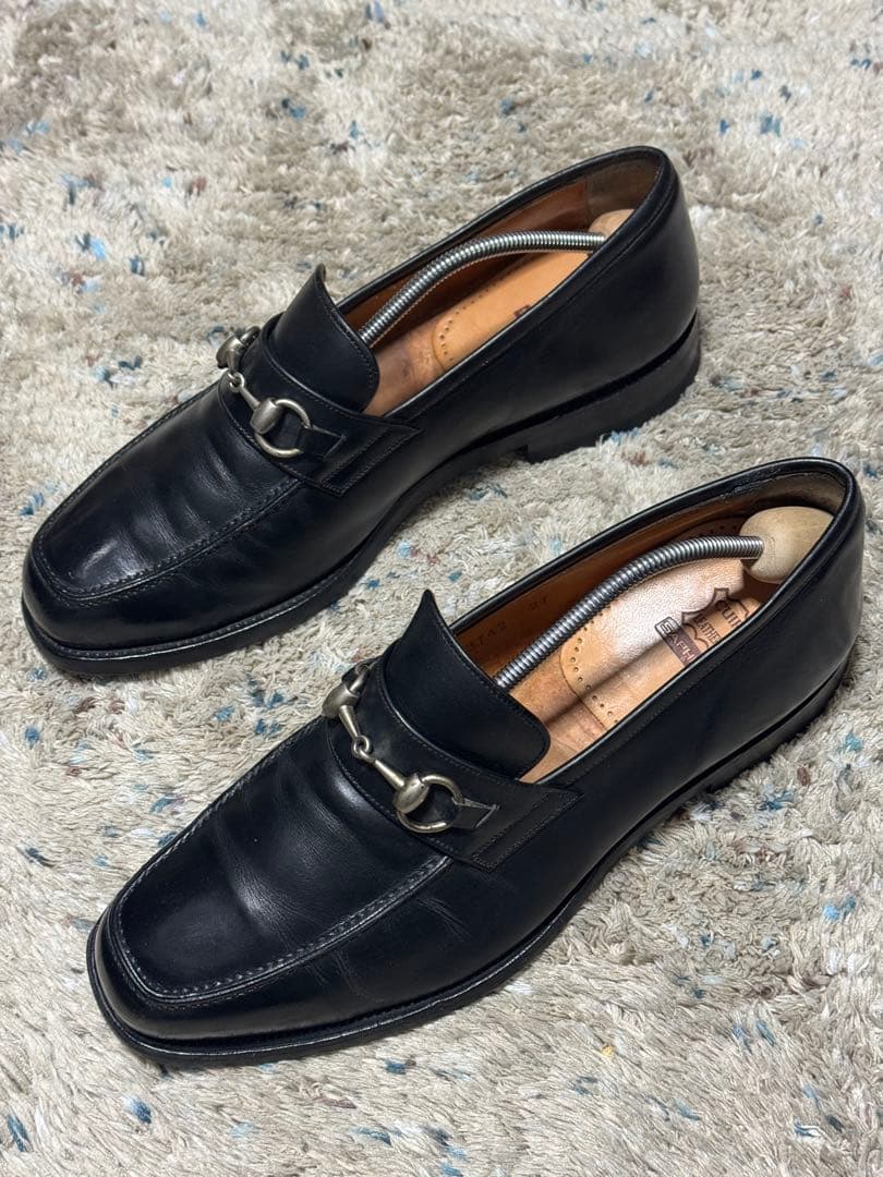 スコッチグレイン　黒レザー ローファー シューツリー付き