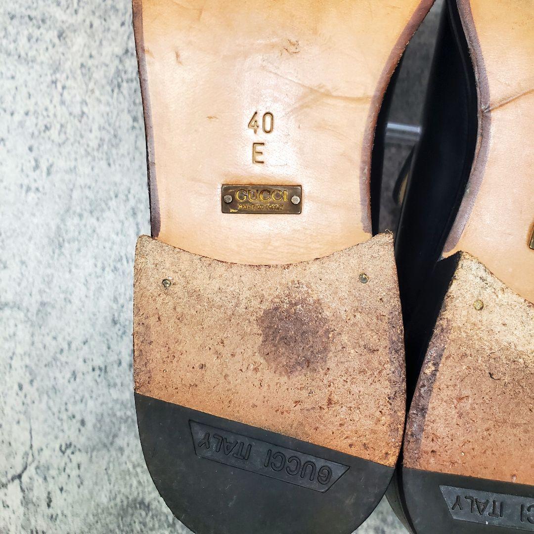 ✨グッチ✨スクエアトゥ ローファー レザー 黒 40E 25cm イタリア製