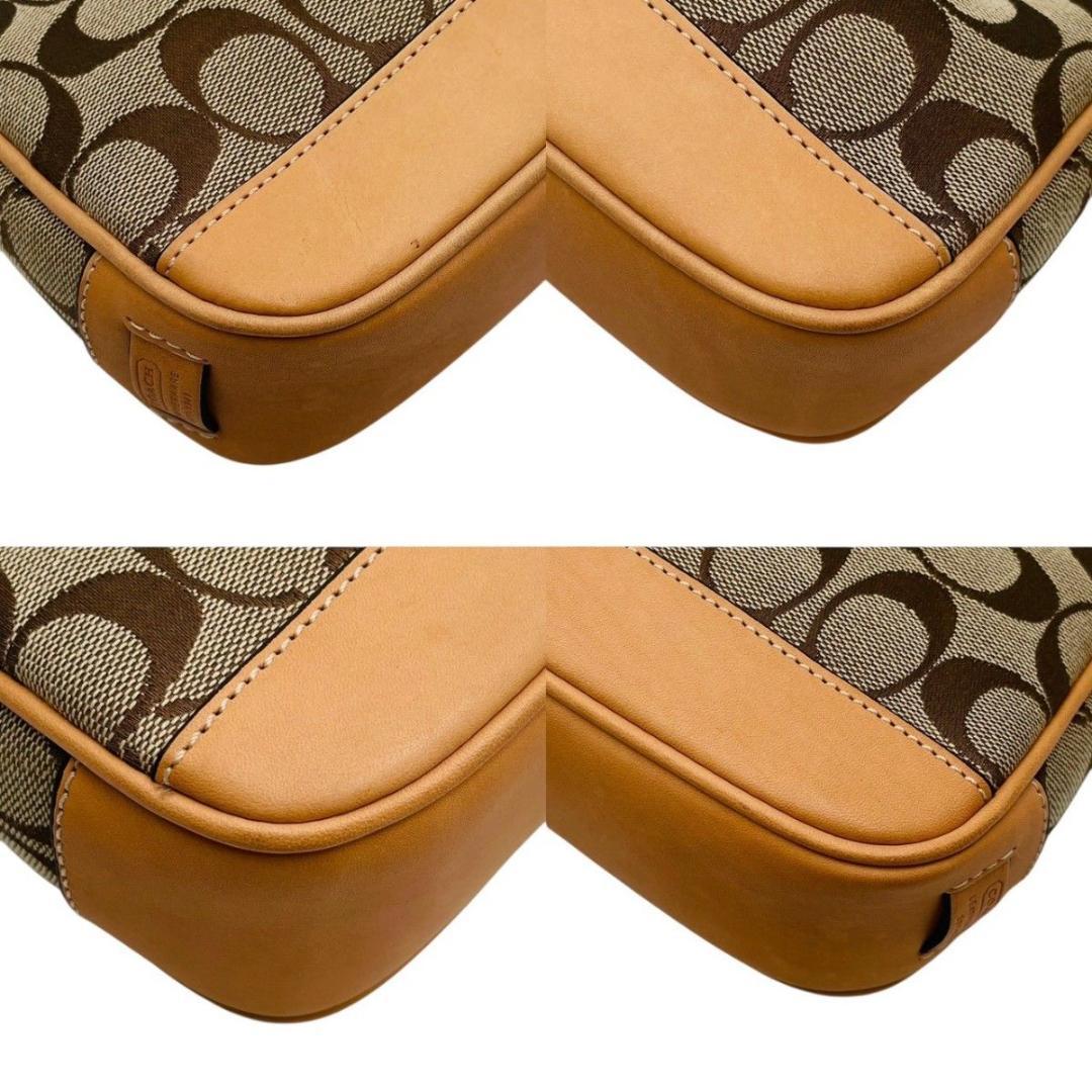 美品 コーチ ハンドバッグ アクセサリーポーチ ショルダー ブラウン キャンバス