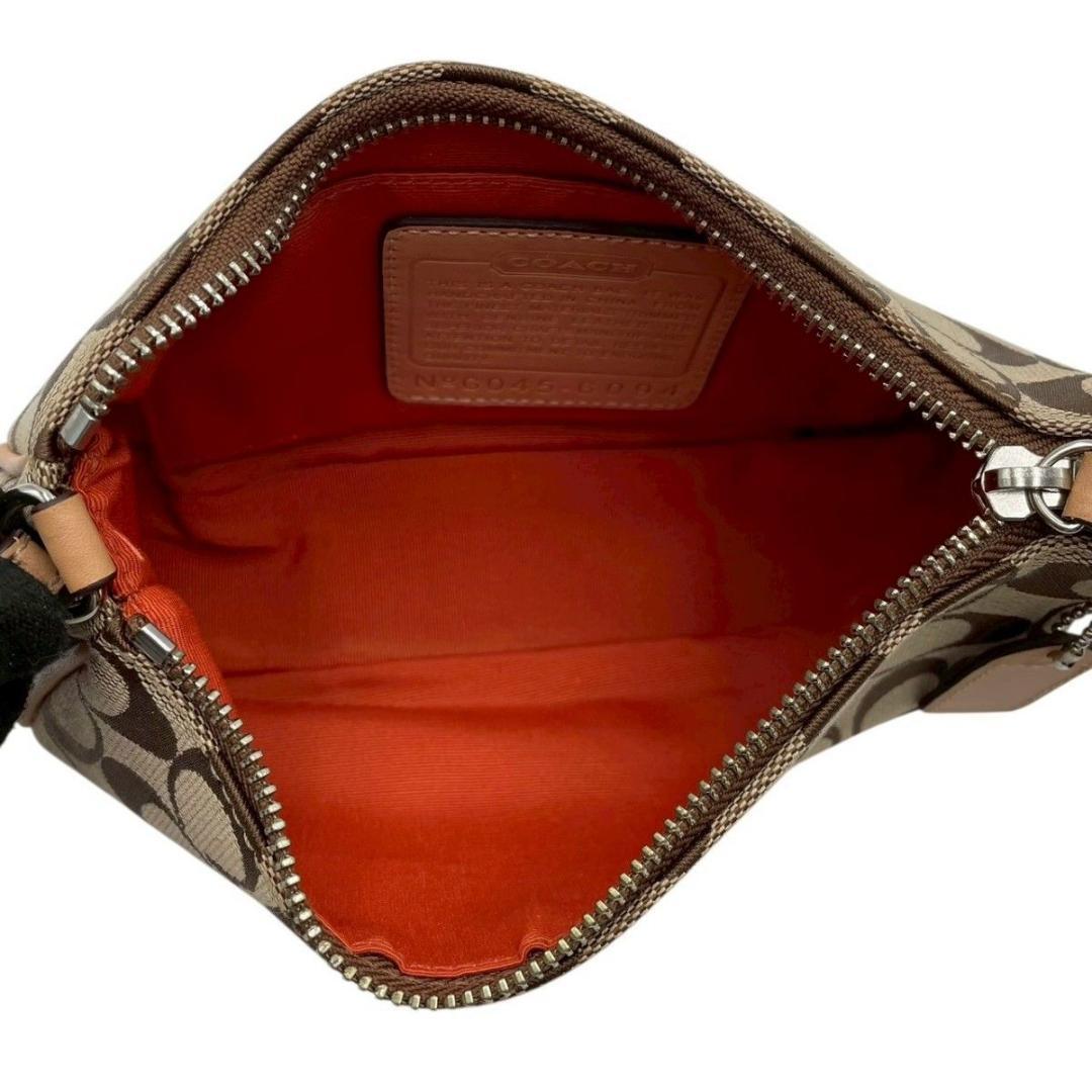 美品 コーチ ハンドバッグ アクセサリーポーチ ショルダー ブラウン キャンバス