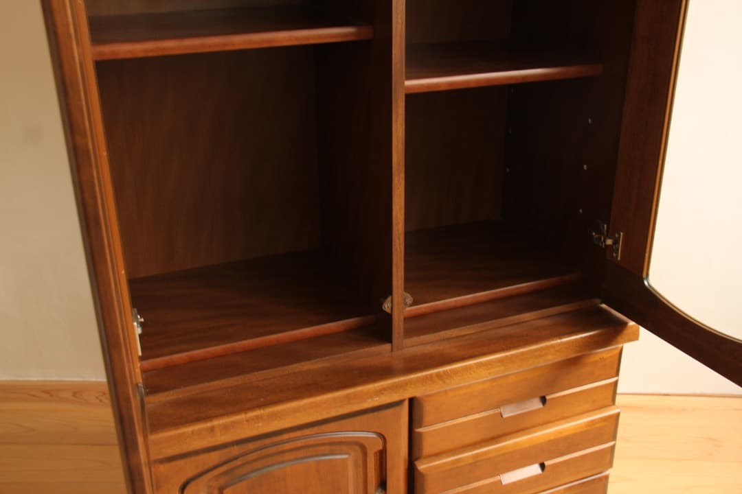 食器棚　本棚　ガラス棚　収納棚　高さ約197㎝ 木製　ビンテージ　アンティーク