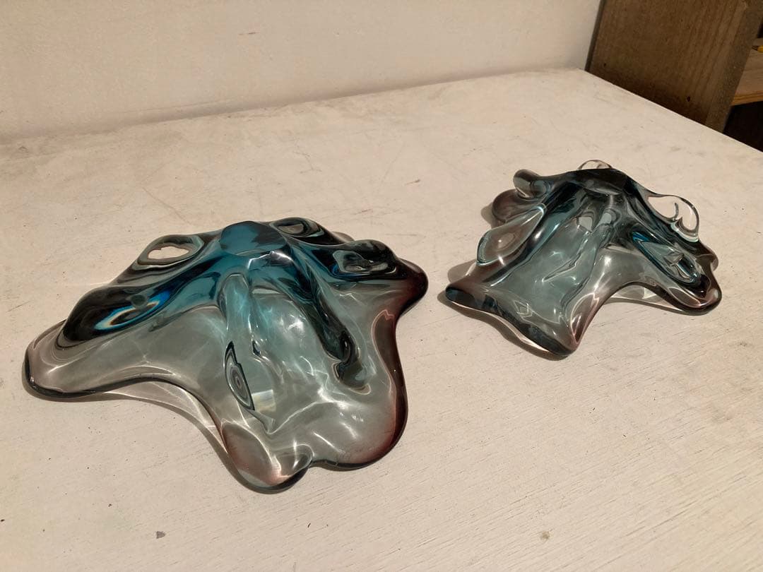 ビンテージ　アッシュトレイ　2セット　ガラス　60年代