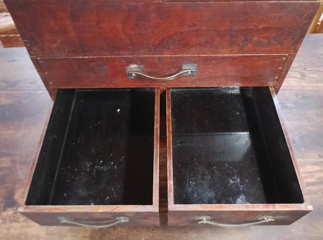 古道具 木製 鏡台用 化粧箱 引き出し付き 小箪笥 昭和レトロ