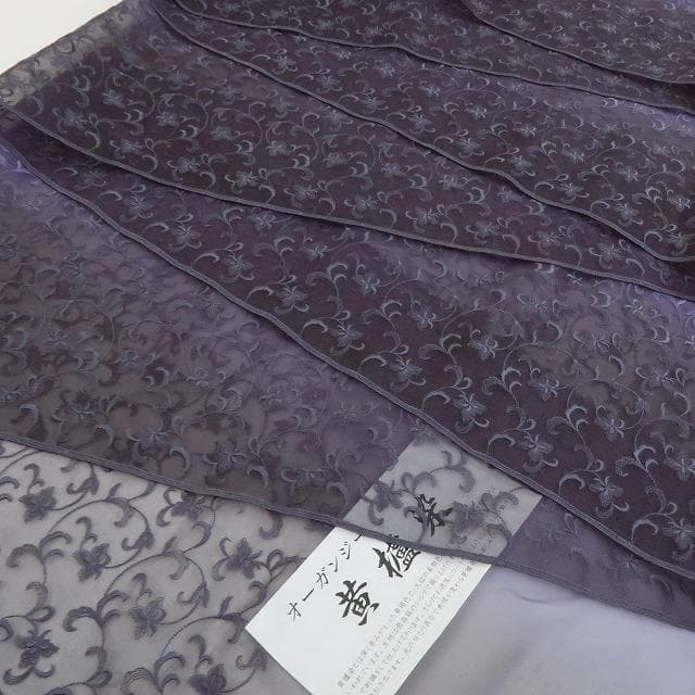 新品 オーガンジー 総刺繍 黄櫨染 着尺“立体的に微笑む曲線美”反物 978