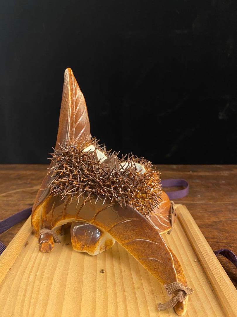 栗の置物　日本古美術　陶器の置物　K12