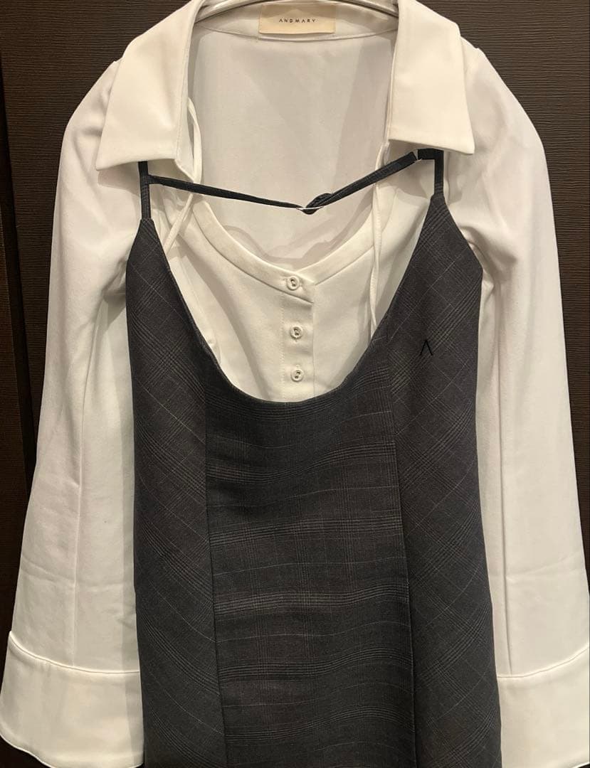 ワンピース ANDMARY Betty layered check dress gray