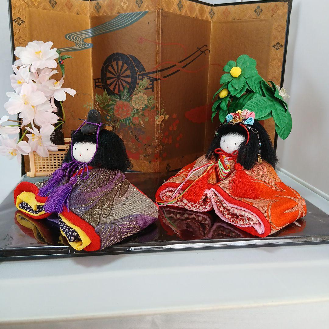 私の手作り/ひな祭り 雛人形セット/手作/古布ちりめん、帯