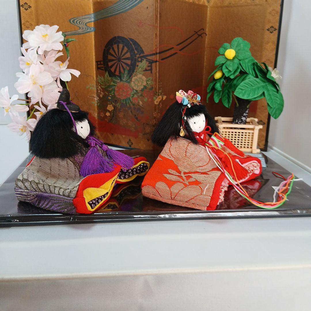 私の手作り/ひな祭り 雛人形セット/手作/古布ちりめん、帯