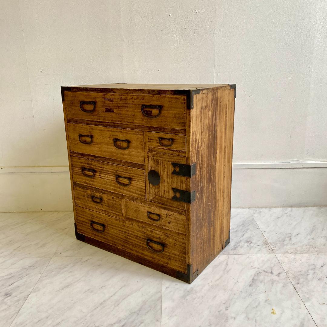 アンティーク 箪笥 小タンス 小引き出し 桐 金具 古道具