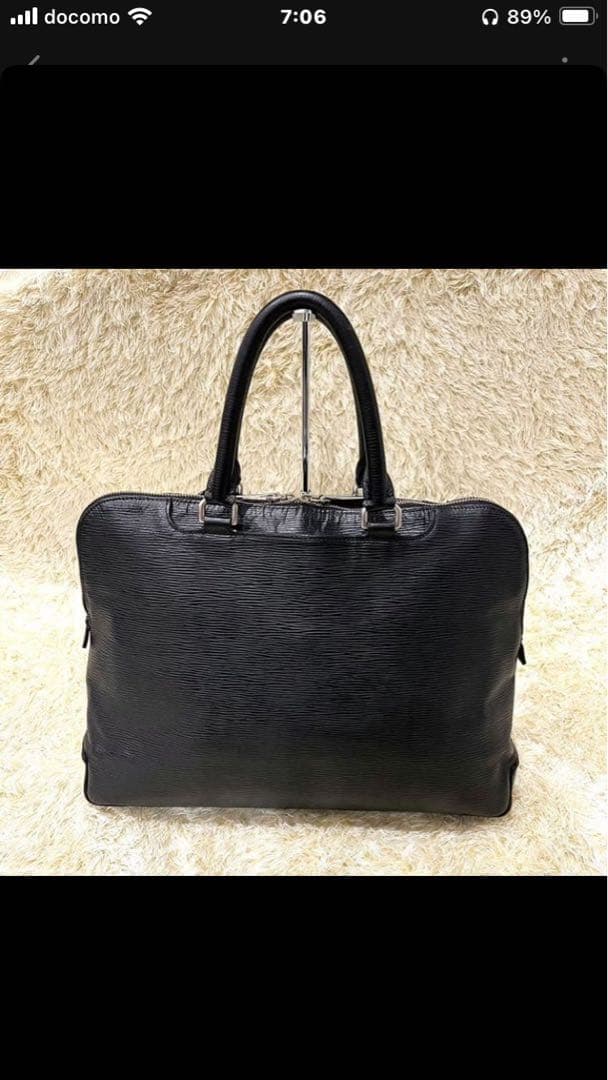 【山崎パンさま用】アニアリブリーフケースウェーブレザー　クロシェット　ブラック