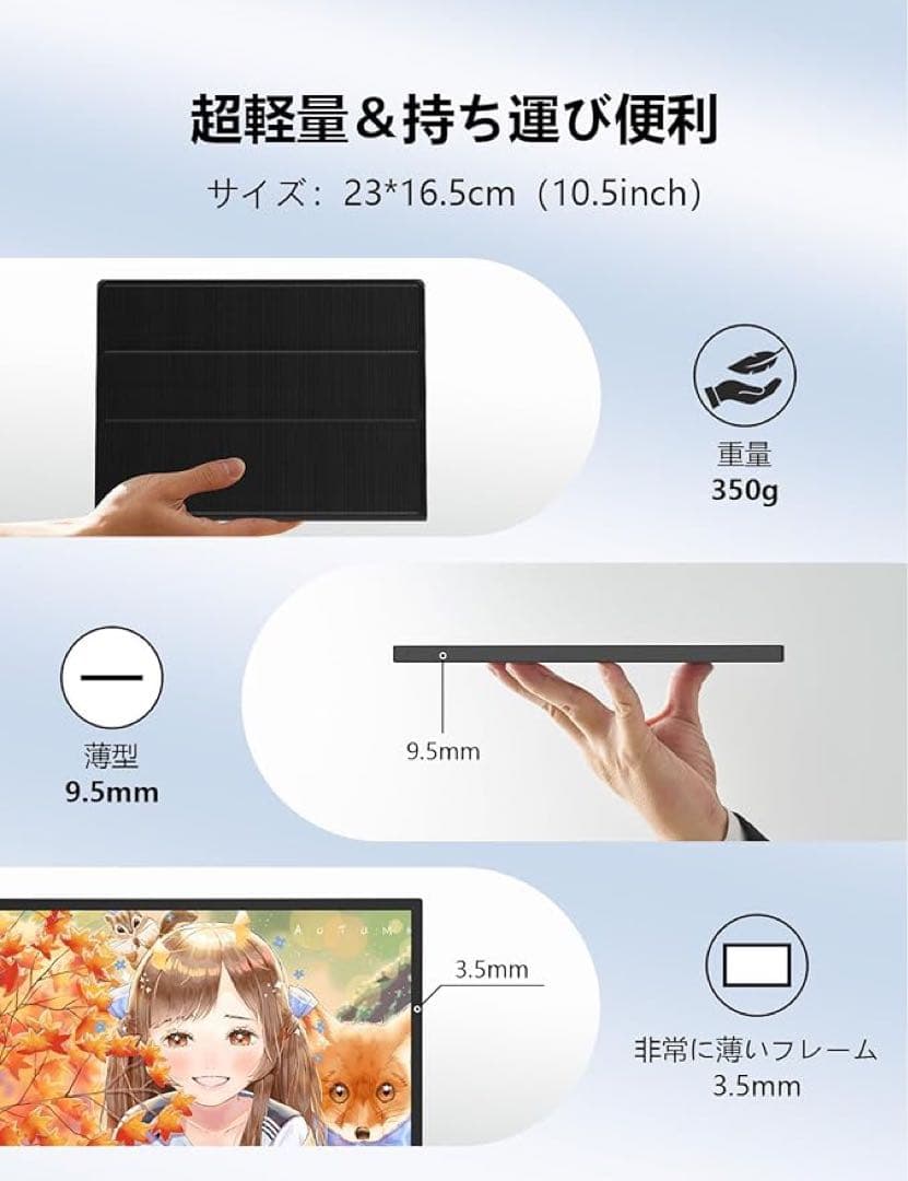 ❤️1品限り❤️モバイルモニター 10.5インチ 超軽量350g FHD 1280P