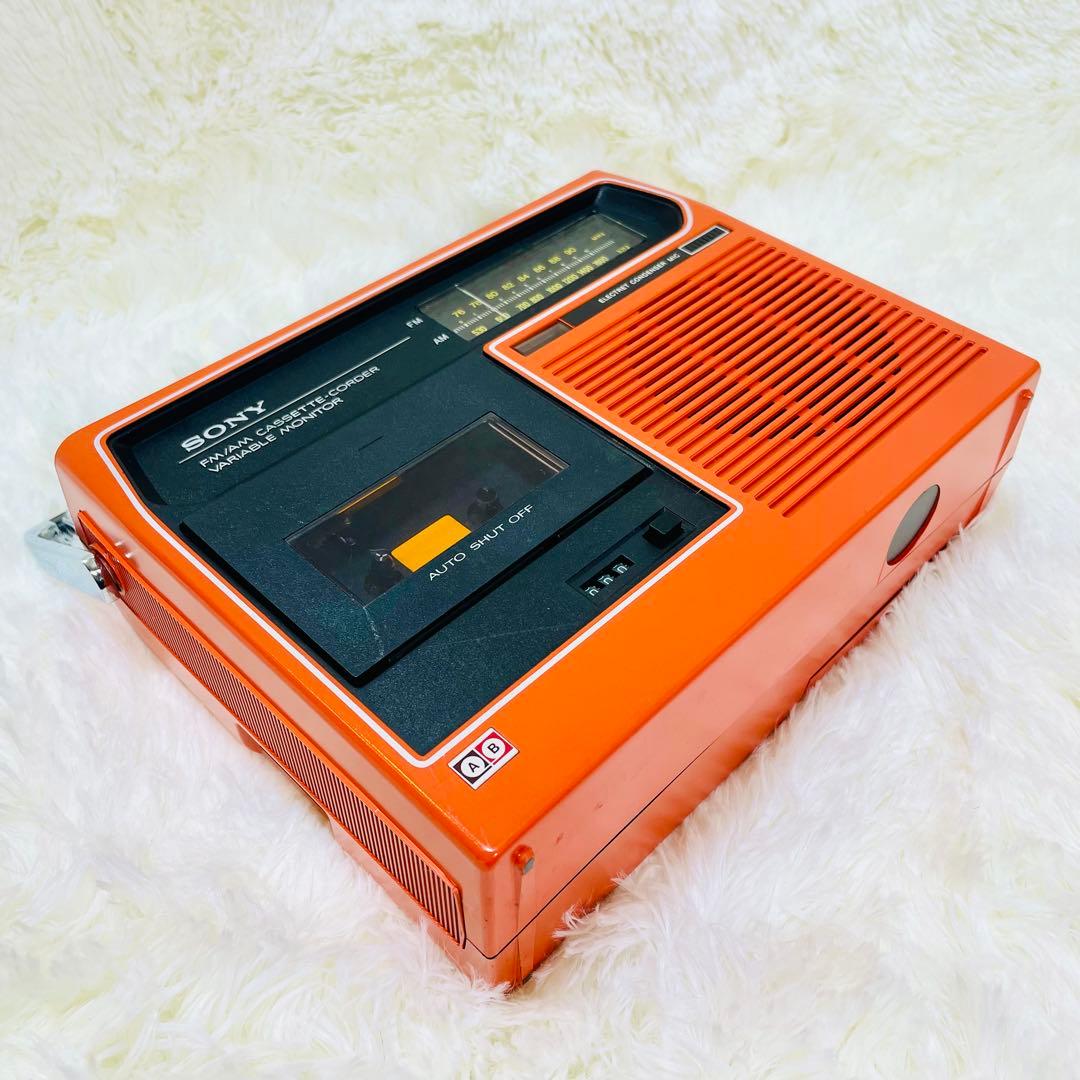 希少な美品　現状品　SONY CF-1600 ヴィンテージラジカセ　オレンジ