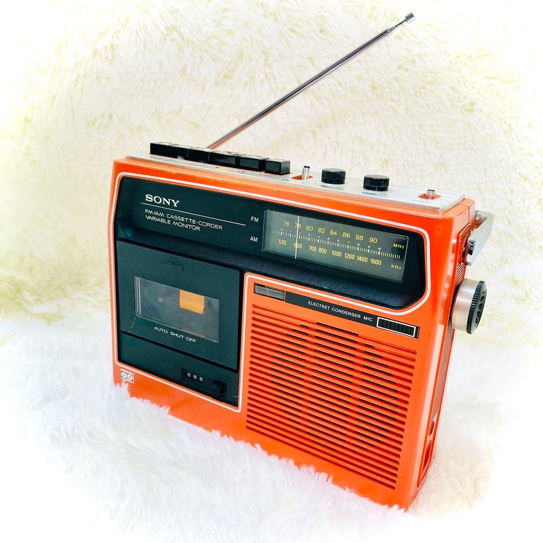 希少な美品　現状品　SONY CF-1600 ヴィンテージラジカセ　オレンジ