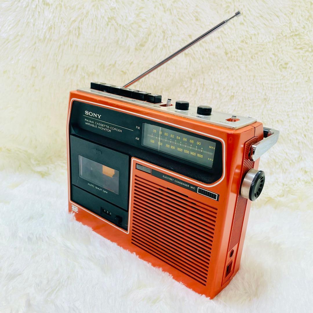希少な美品　現状品　SONY CF-1600 ヴィンテージラジカセ　オレンジ