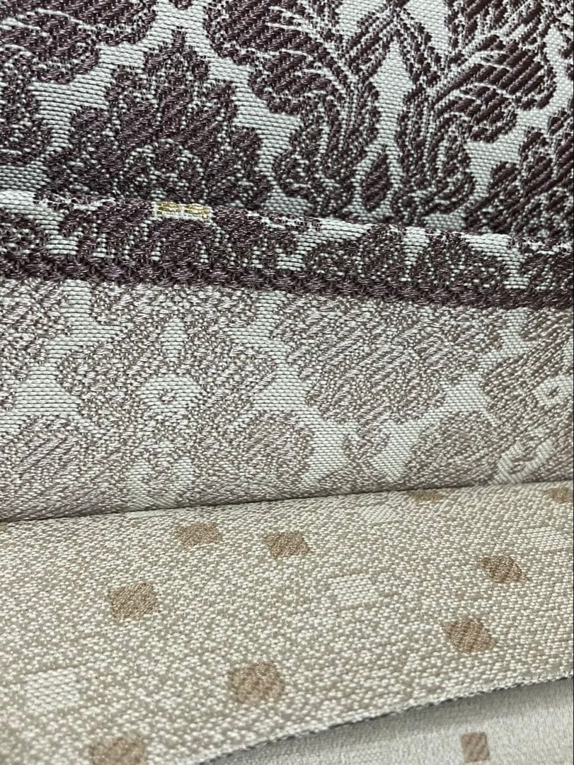 リバーシブル 袋帯 全通柄 正絹 花唐草 横段 霰 未使用 イ6308