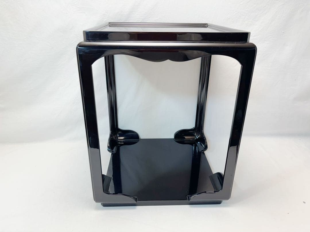 未使用 茶道具 戸塚富悦造 木製黒真塗 高麗卓 水指棚 共布 共箱