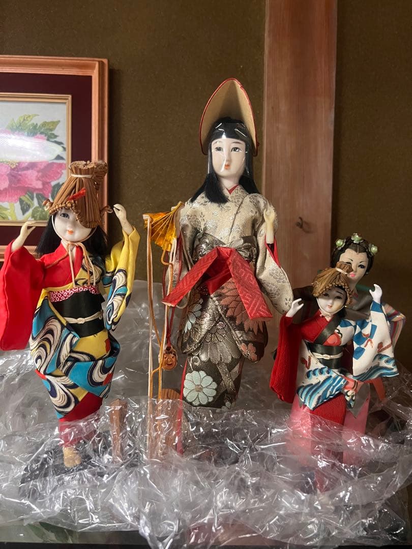 昭和 日本舞踊人形 阿波踊り 木札付き 4体セット レトロ