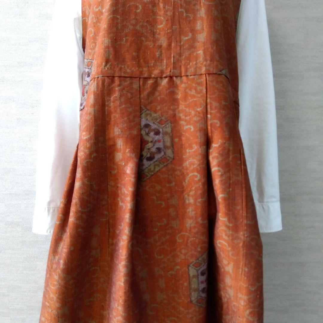 楊貴妃　2026J007　着物リメイク　十日町紬　タックジャンパースカート